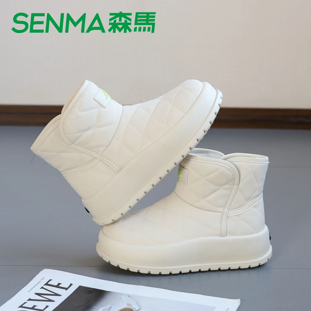 SENMA/森马高帮冬季新款抗寒雪地靴防水加绒加厚保暖外穿棉鞋女鞋