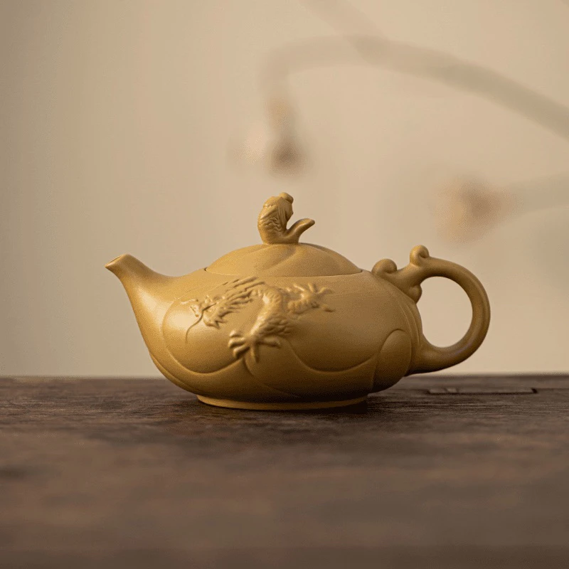 原矿黄段紫砂壶鱼化龙宜兴大容量名家纯手工全手工茶壶茶具家用