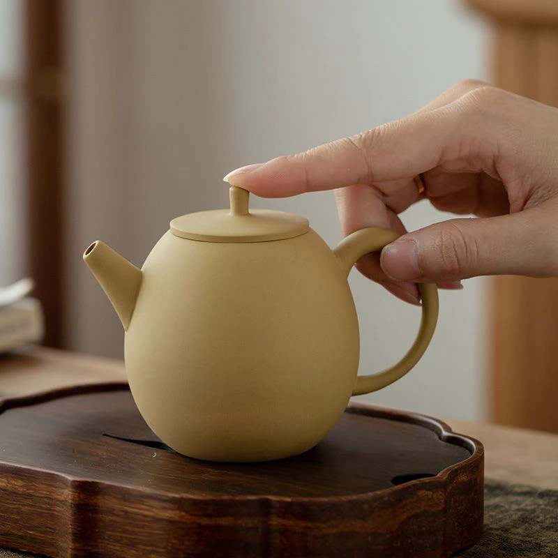 紫砂黄段龙蛋壶泡茶壶功夫茶具泡茶器球孔家用茶壶（紫千宏）