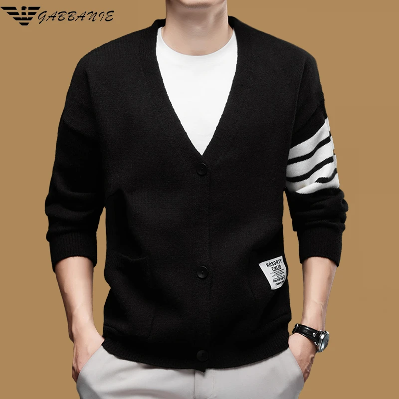 意大利品牌男士针织毛衣春秋季外穿薄款宽松潮流韩版百搭针织开衫