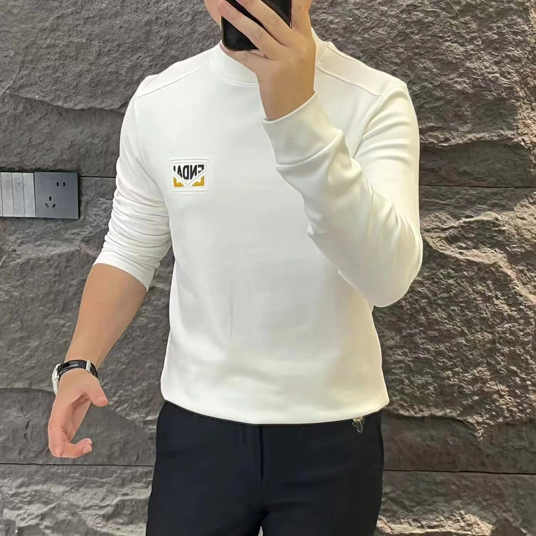 新款高端男士潮流百搭个性字母休闲打底衫6636