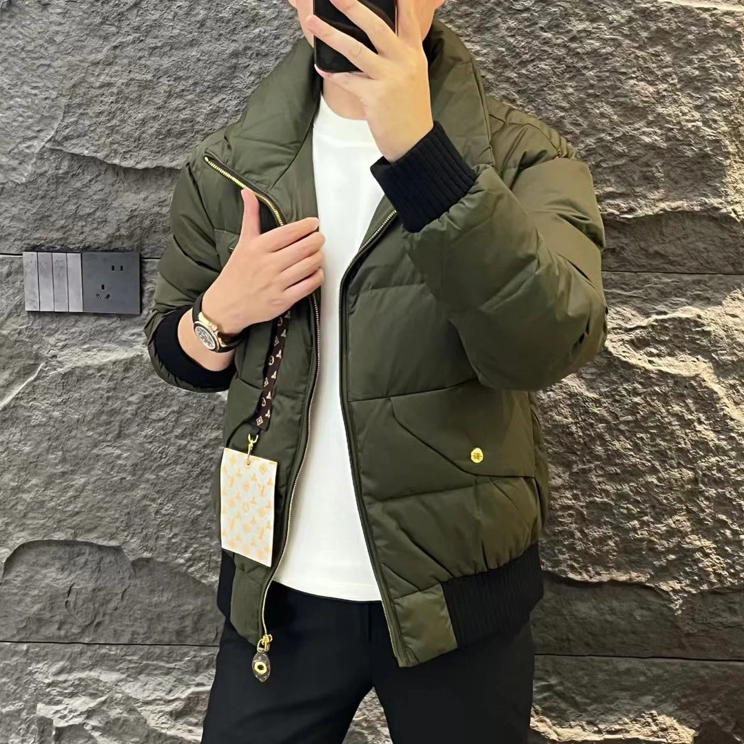 新款高端男士潮流百搭个性字母半高领休闲羽绒服J24-890