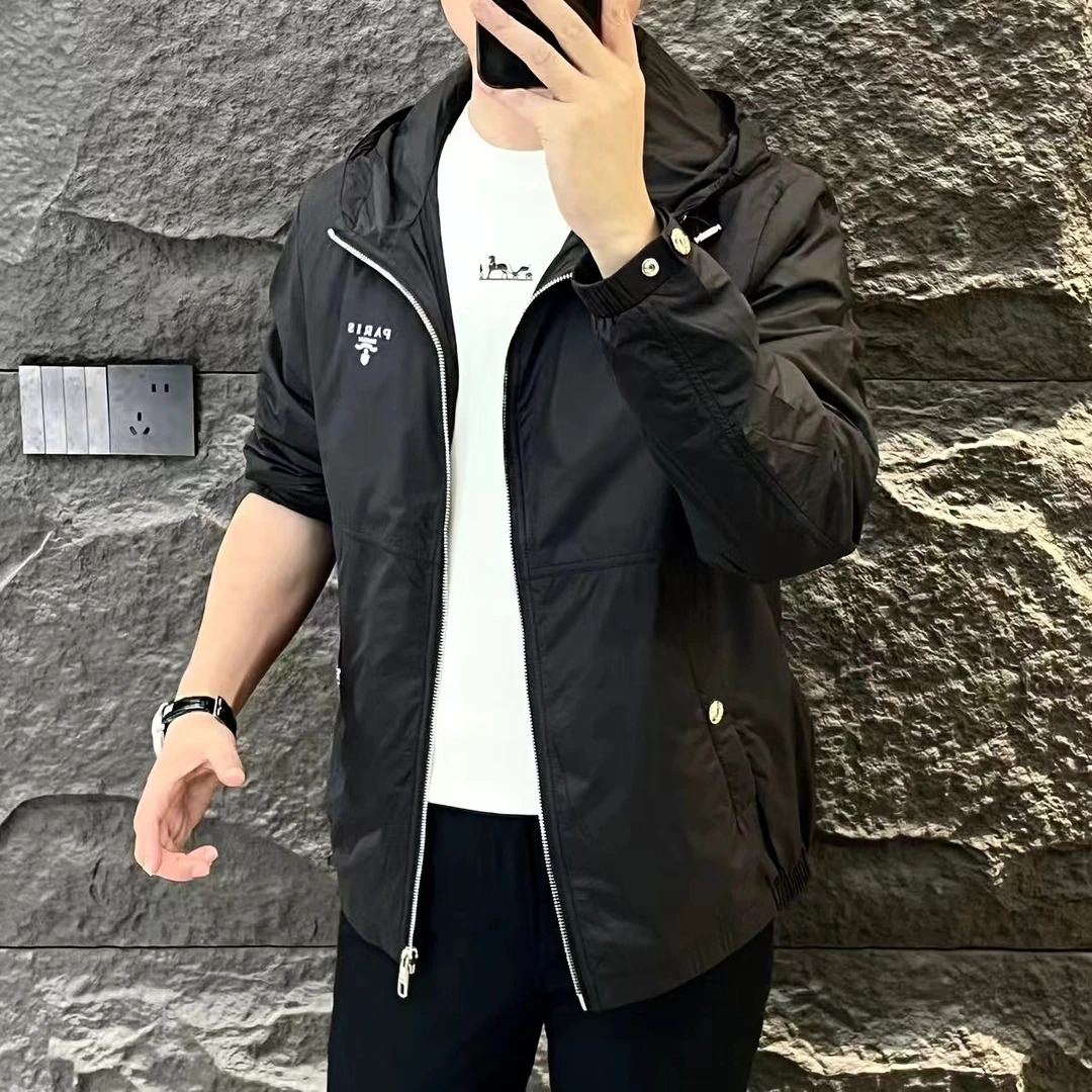 新款高端男士潮流百搭个性图案休闲连帽棉夹克BDW7202