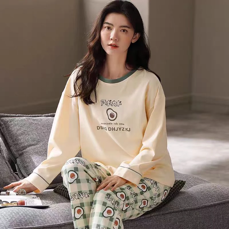 XME女士秋季带胸垫套头舒适家居服睡衣套装3312