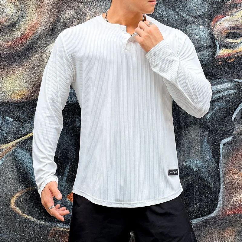 新款健身衣男运动休闲户外百搭圆领训练衣弹力速干跑步长袖打底衫