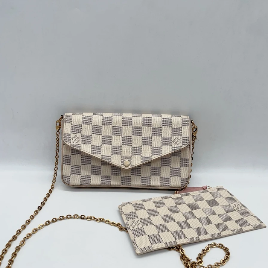 95新 LouisVuitton/路易威登 路易威登白棋盘格三合一/1062 8513
