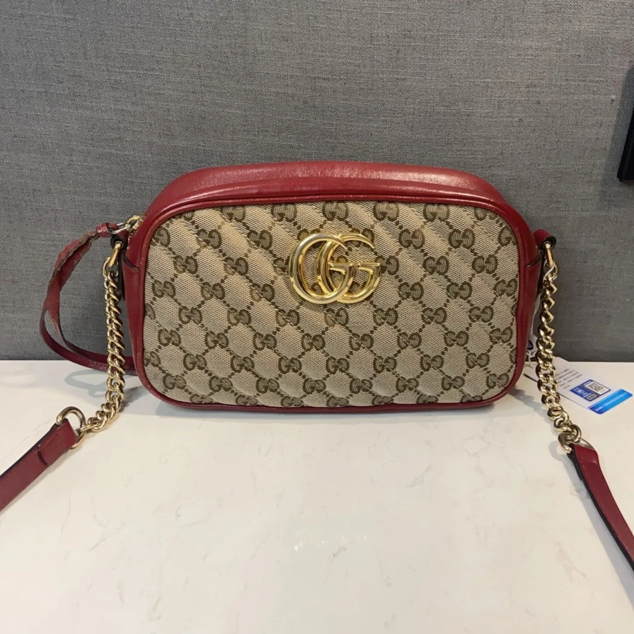 95新 GUCCI/古驰 古驰红拼老花相机包/1051 5993