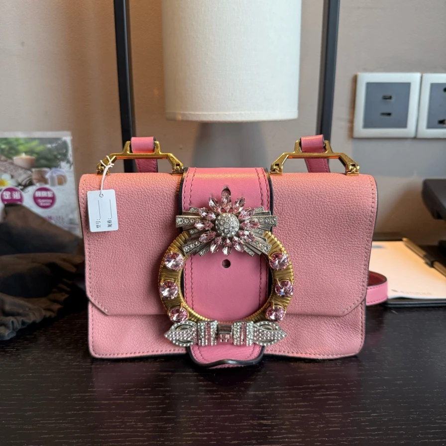 95新 MIU MIU/缪缪 缪缪粉色太阳花斜挎包/1043 6447