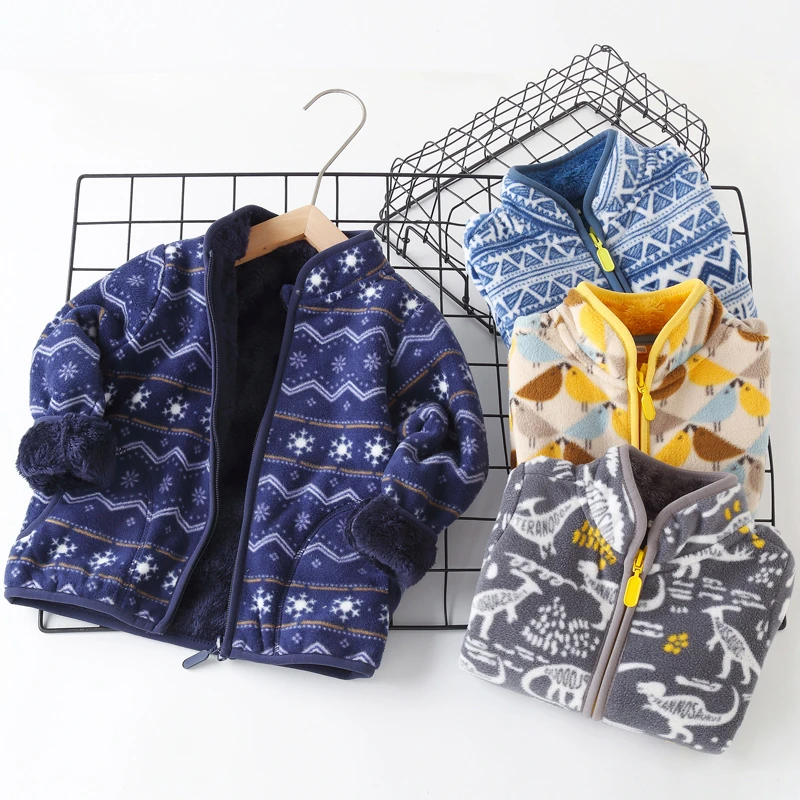 男童摇粒绒外套秋冬季新款儿童颗粒绒男宝宝抓绒上衣加绒加厚童装