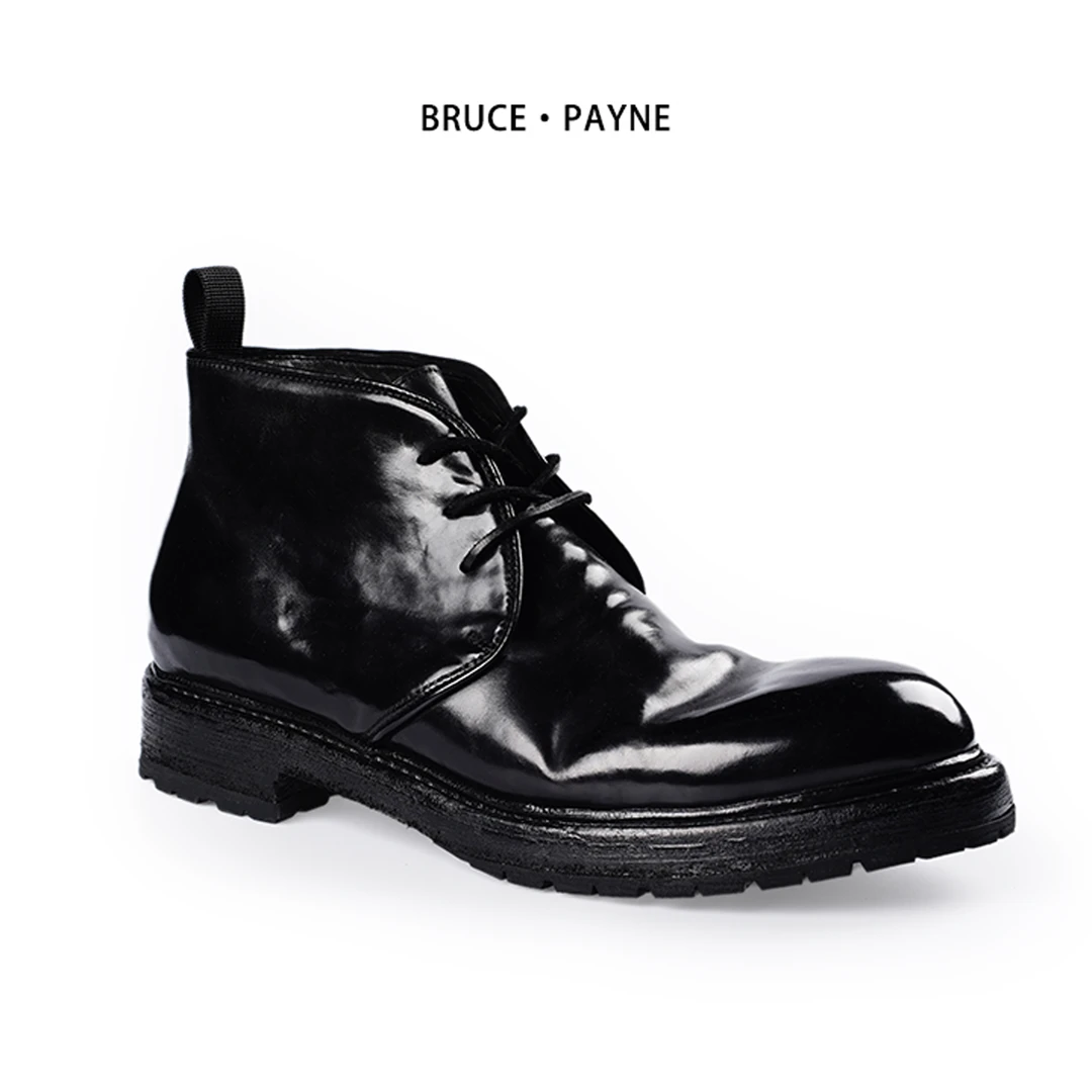 Bruce payne瑕疵款波仔Vibram高端意大利马臀皮高帮皮鞋复古男靴