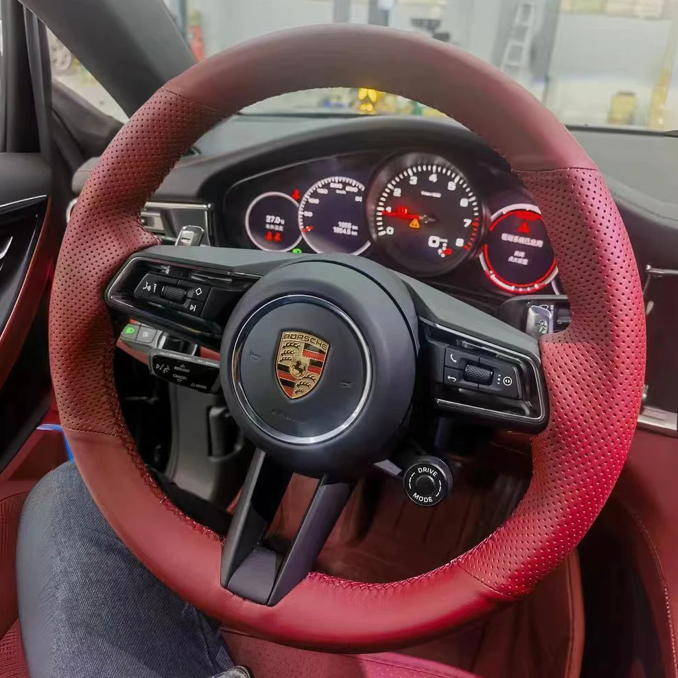 【酒红色】专车专用手缝方向盘套 支持98%车型适用 各种车型定制