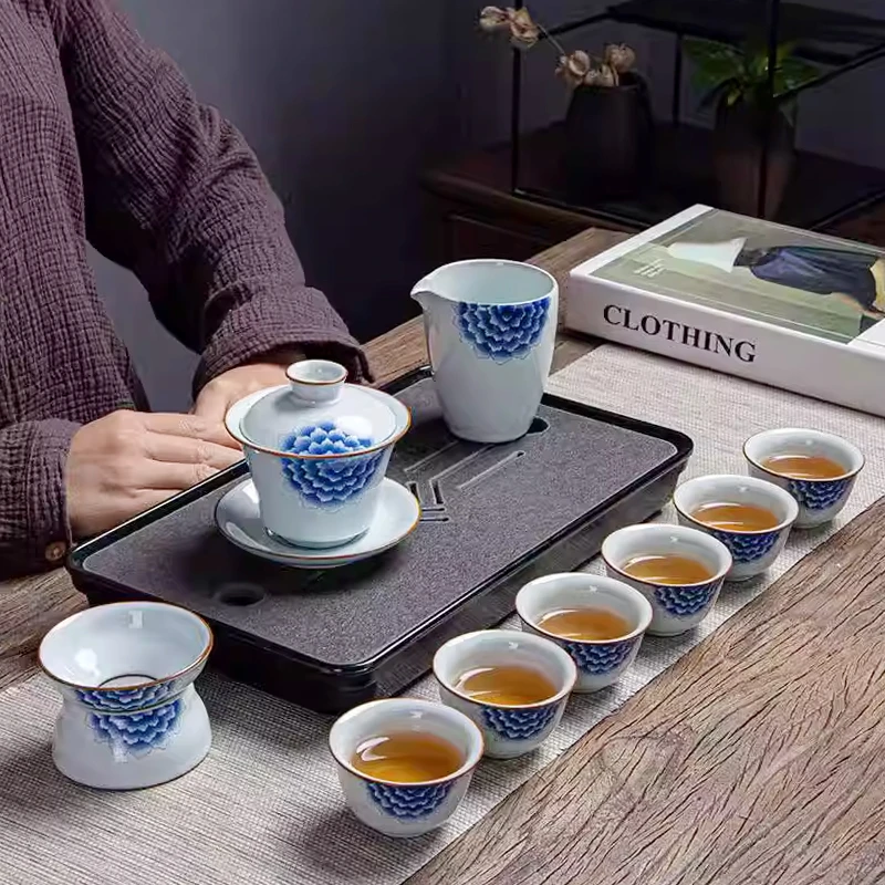 青花官窑功夫茶具茶过滤网超细不锈钢茶斗茶漏器网纱滤茶器配件
