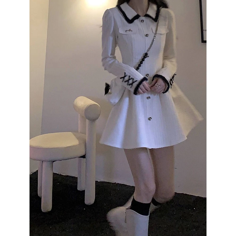 法式小香风连衣裙子女收腰气质长袖高级感短裙冬季季新款连衣裙子