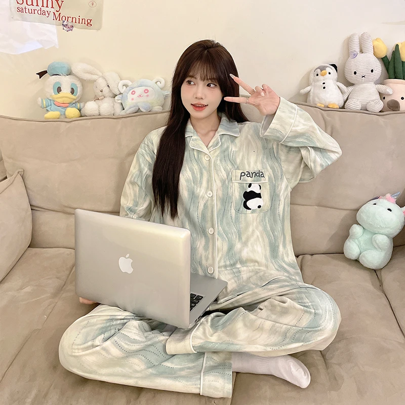 【德绒保暖】睡衣女厚款冬季长袖卡通甜美ins高级感家居服-069（DK）