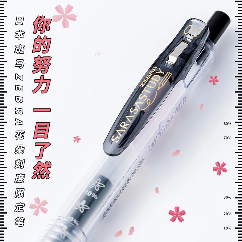 日本斑马JJM88限定花朵自勉学霸努力按动中性笔0.5黑色考试水笔