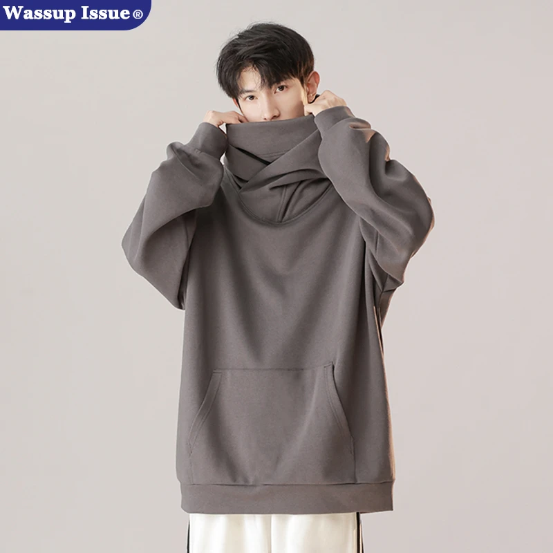 WASSUP ISSUE春秋i人社恐卫衣男女款美式潮牌设计感高领连帽外套