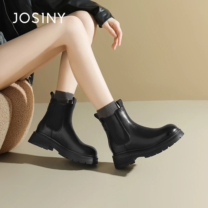 卓诗尼新款秋冬春秋英伦风爆款美拉德风增高厚底尖头马丁靴单靴