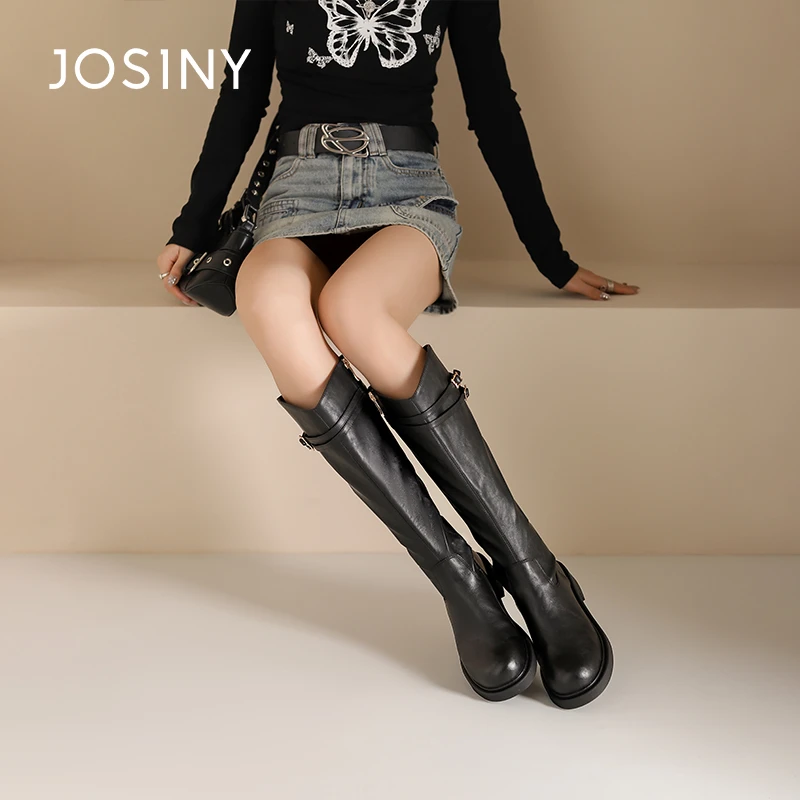 卓诗尼靴子女秋冬2024新款长筒靴优雅增高气质靴子女靴子女长筒靴