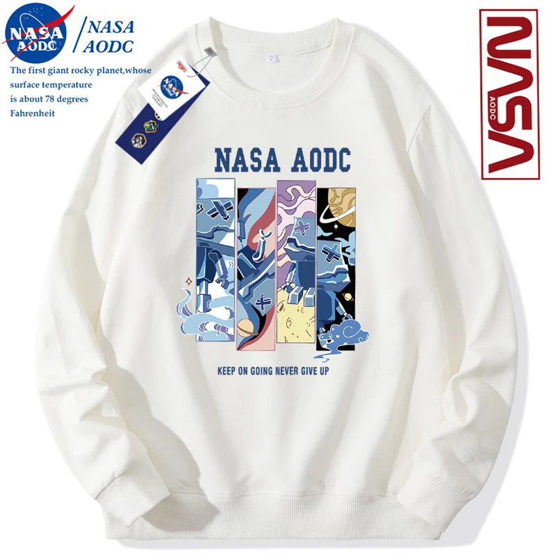 NASAAODC情侣360g圆领卫衣男春秋季美式潮牌复古宽松外套运动男款