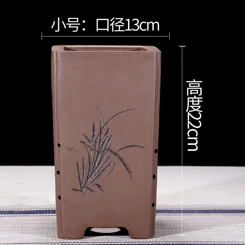 紫砂花盆四方兰花盆歪树桩盆景盆室内客厅阳台绿植盆