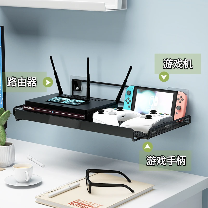 机顶盒置物架光猫路由器放置整理收纳盒wifi墙上壁挂支架子免打孔