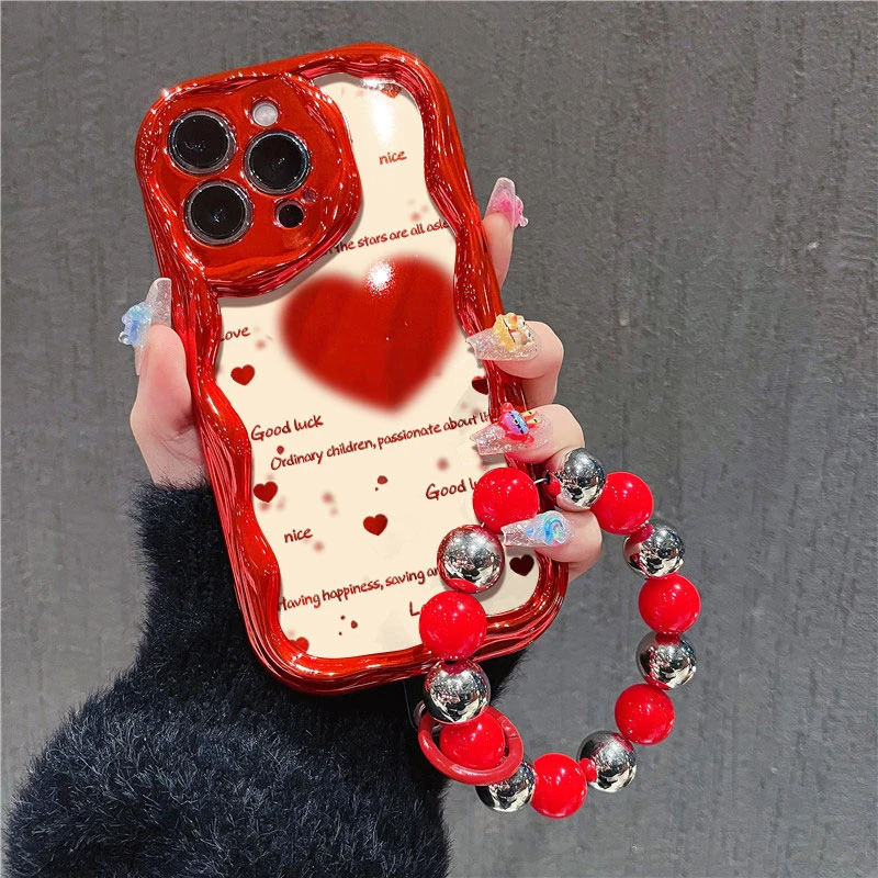 卡通爱心苹果iPhone14华为mate60OPPO小米vivo电镀曲边防摔手机壳