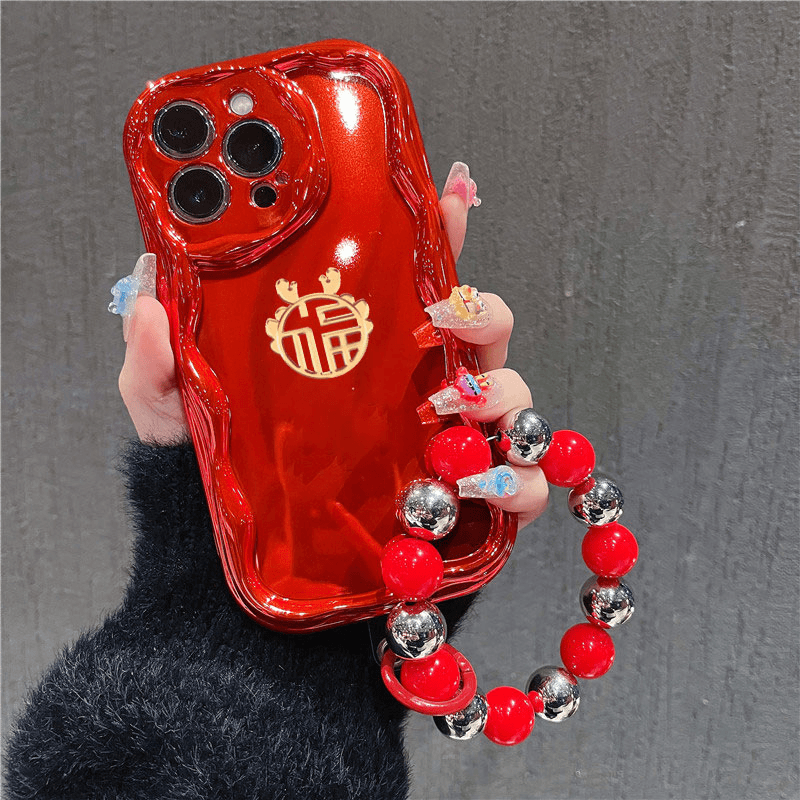 新年福苹果15iPhone14华为OPPO小米14vivo电镀曲边防摔女款手机壳