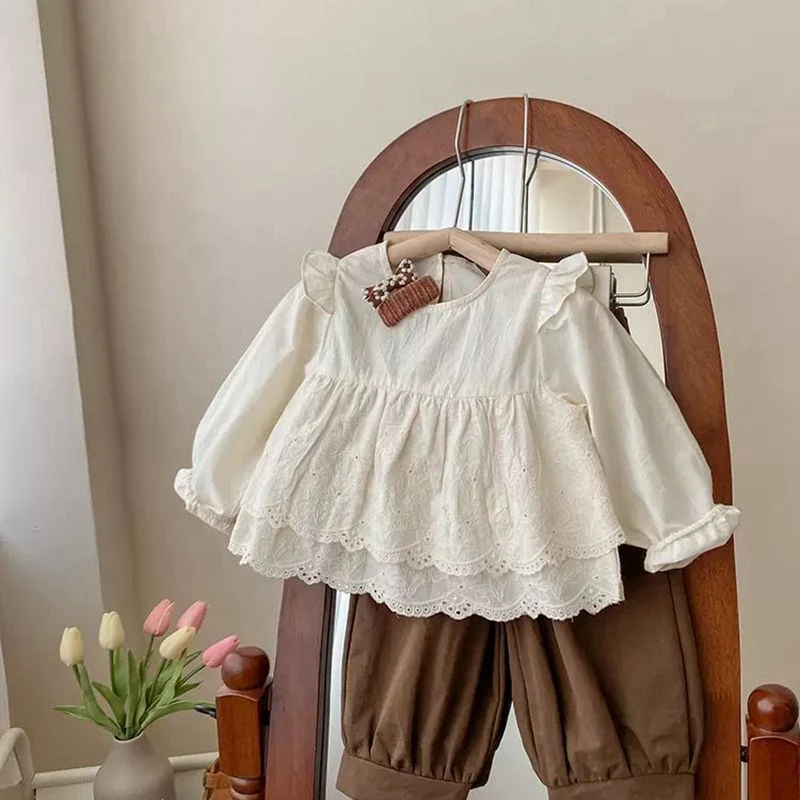 女童秋季套装2023新款小儿童洋气韩版衣服女宝宝春秋装时髦两蕾丝