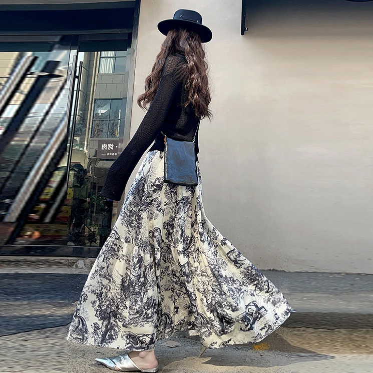 掌柜推荐！ 很有风情的一款法式复古印花半身裙超大的裙子通勤百搭