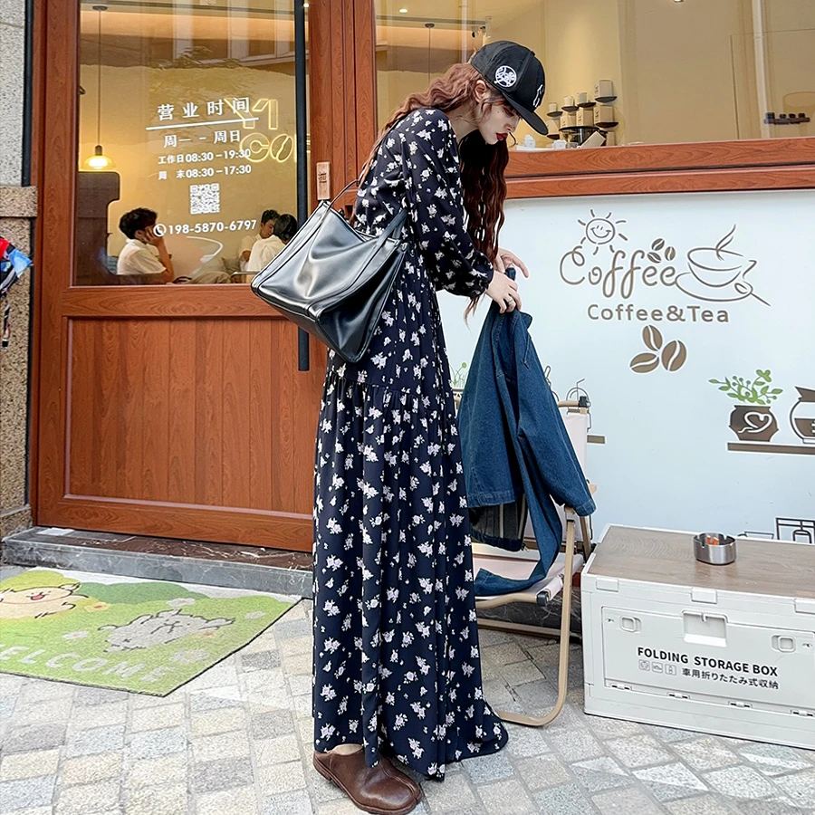 清仓捡漏断码高个子加长款秋装连衣裙抽绳收腰显瘦大码微胖mm长裙