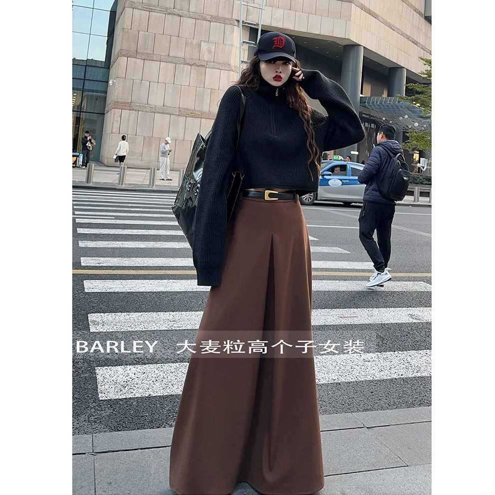 高个子加长加厚款秋冬毛呢磨毛半身裙新款这款显瘦高级感气质长裙