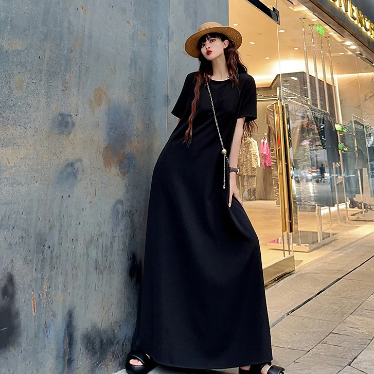 大牌感高个子加长款垂坠欧美范儿超A及踝长裙2023夏时尚显瘦长裙