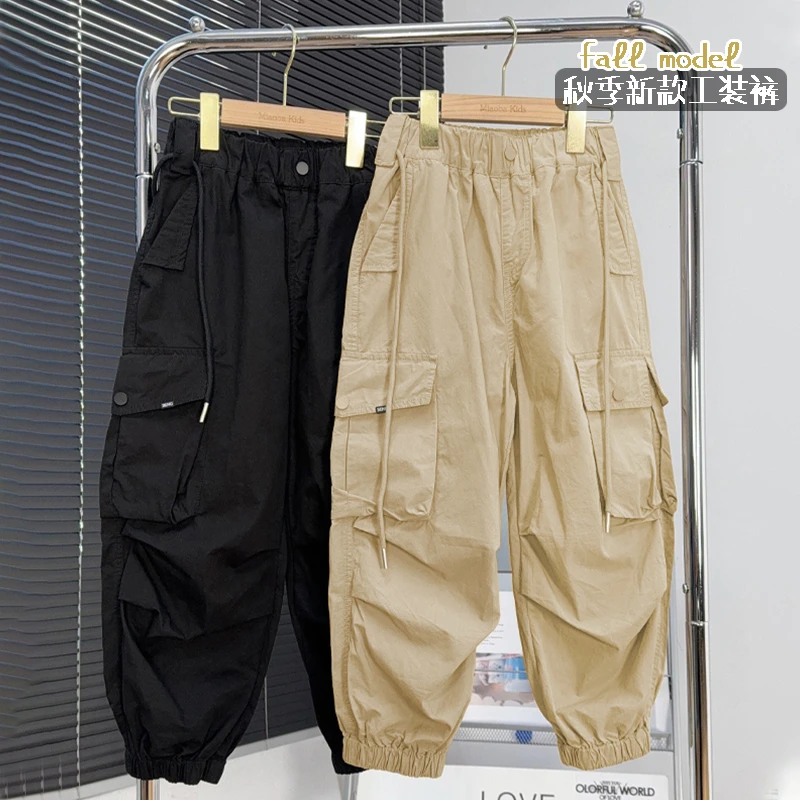 工装裤2025春秋痞帅裤子韩版春装中大童宽松休闲裤儿童透气长裤潮