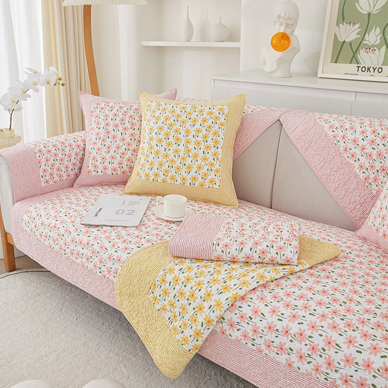小清新田园防滑全棉沙发垫四季通用沙发套罩高档皮沙发巾坐垫纯棉