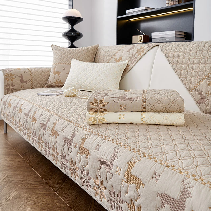 2024新款四季通用纯棉沙发垫北欧简约防滑皮沙发套罩巾盖布靠背巾