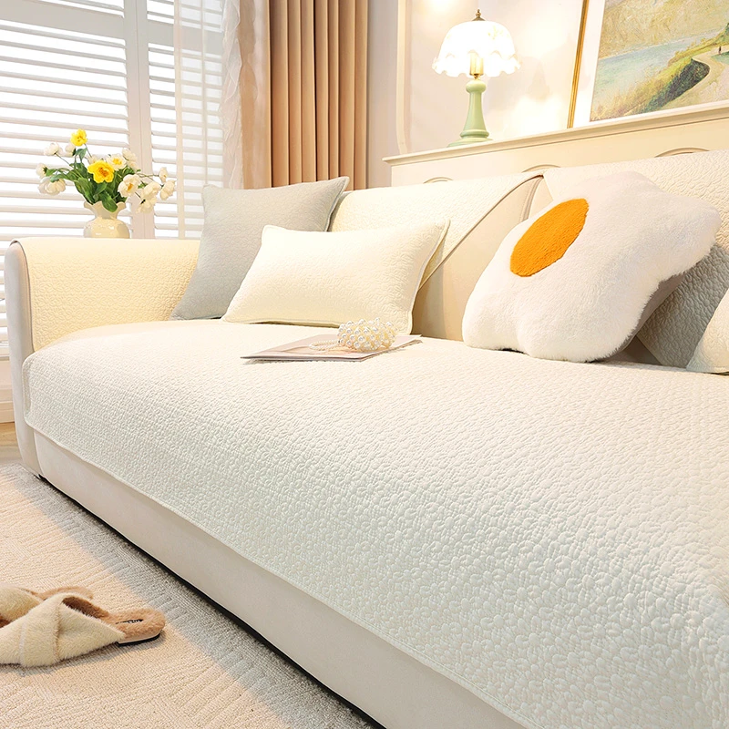 2025新款奶油风沙发垫全棉四季通用防滑纯棉透气皮沙发套罩巾盖布