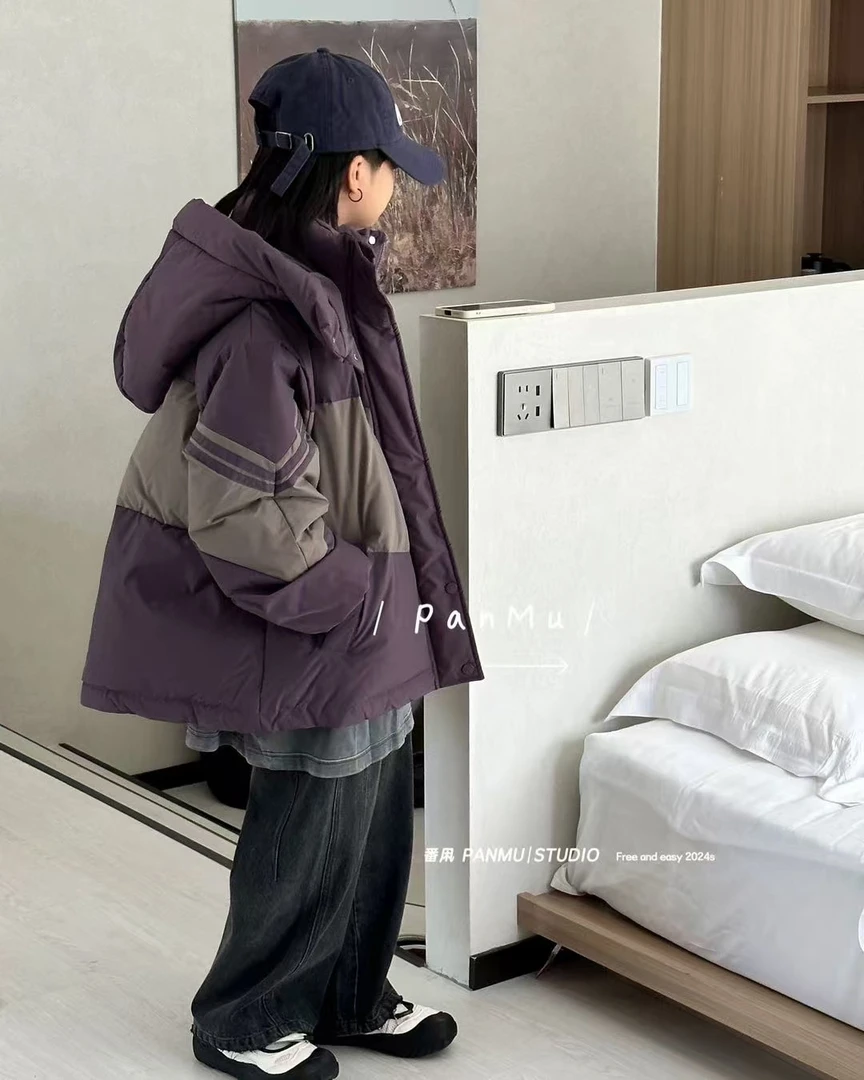 1093款，绒服拼接加厚保暖冬季带帽连帽儿童棉服