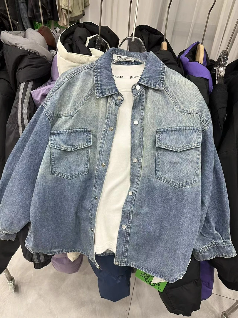 （大宝童装）3913.儿童韩版时尚牛仔外套水洗