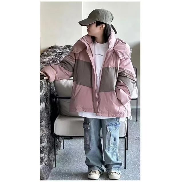 1021款，拼接保暖绒服连帽儿童韩版加厚拼色外套