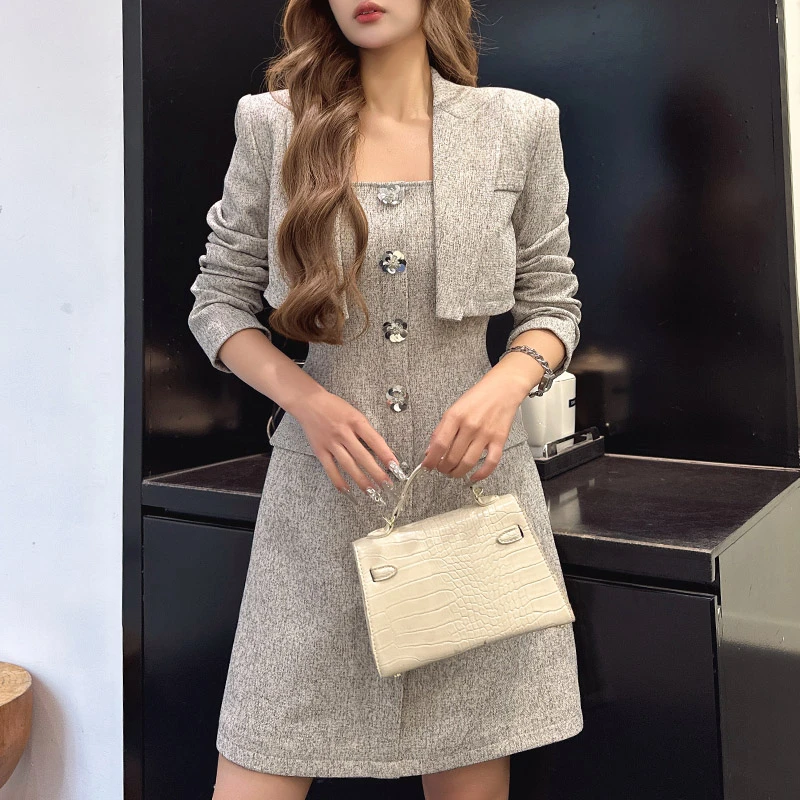 【彭彭echo专属】粉红大布娃娃通勤显瘦小香风套装裙女DA1ASE017