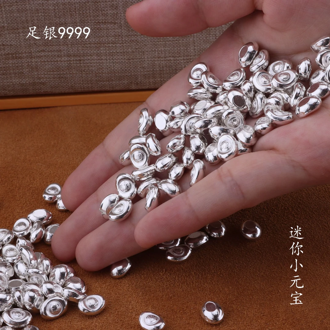 采金缘 足银银制品 足银9999迷你墩墩实心小元宝摆件素款光面手工