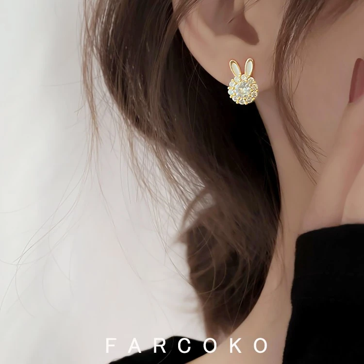 FARCOKO/法蔻 925银耳饰 转运兔子耳钉女轻奢小众七夕礼物送女友