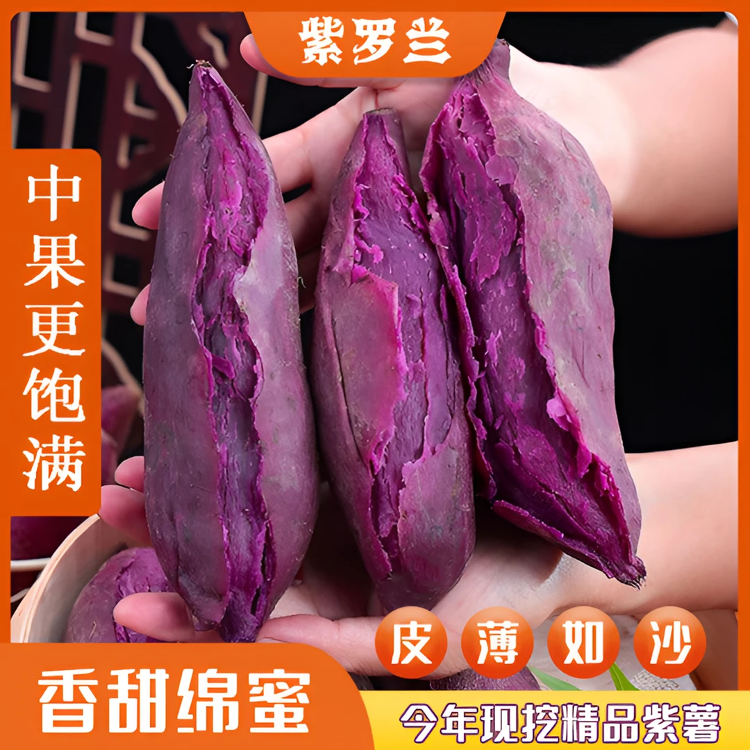 【紫罗兰5斤】紫薯沙地现挖即食香甜瓜皮薄甘甜红薯粗粮代餐辅食