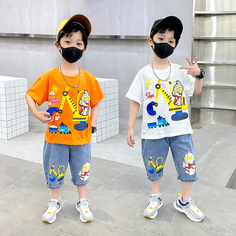 奥特曼衣服男童夏季套装2025新款儿童夏装洋气男孩网红短袖宝宝潮