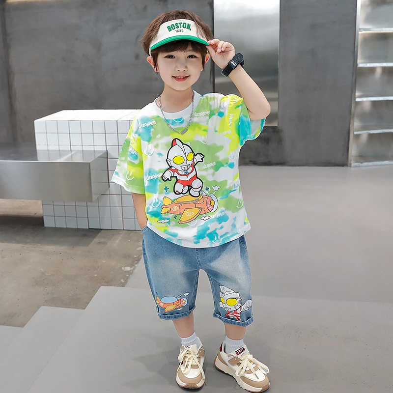 奥特曼衣服2024男童洋气夏季新款短袖套经典奥特曼儿童帅气套装潮