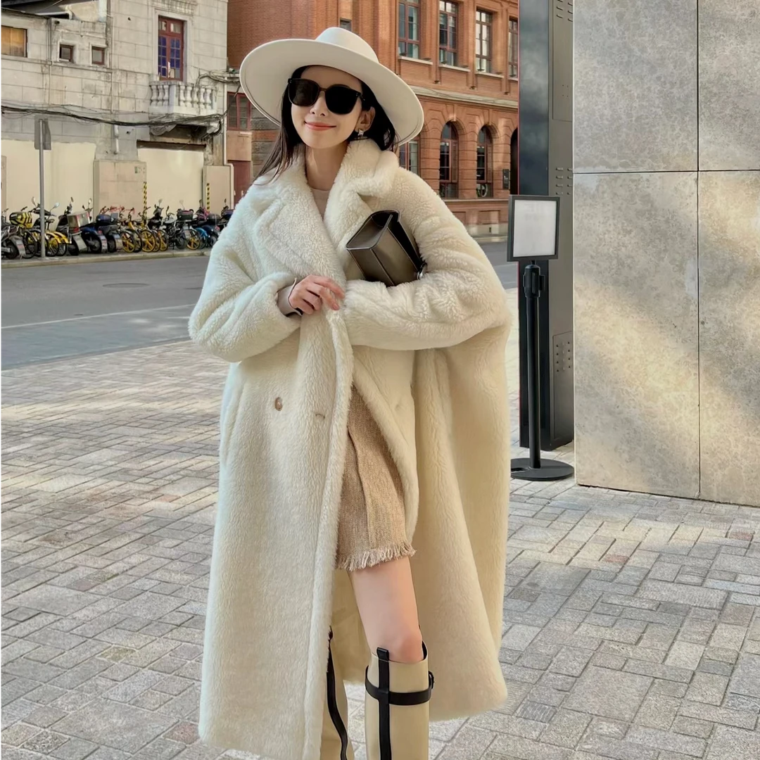 全新未使用 亿颗潮奢 miya MaxMara Teddy 白色泰迪长款大衣 Y193