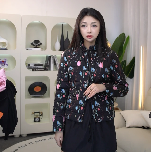 亿颗潮奢 99新 丹丹 缪缪碎花满印小花Logo鹅绒羽绒服外套 E167