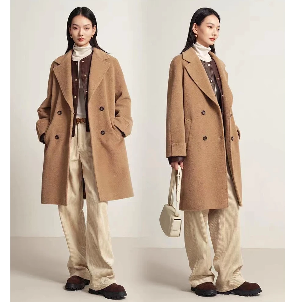 亿颗潮奢 99新 丹丹 maxmara双排扣翻领长款羊绒毛呢大衣 CB157