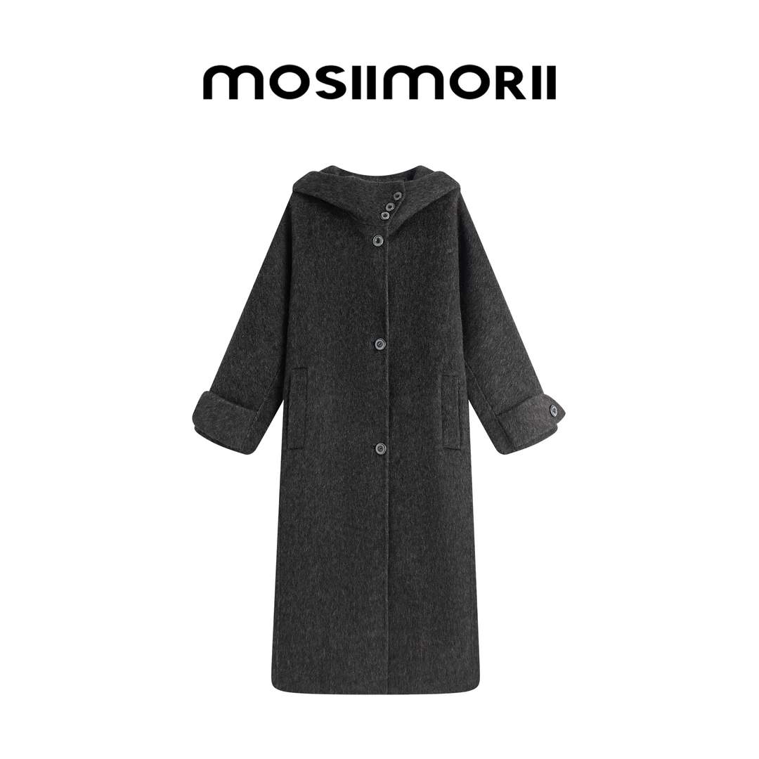 【冬日来信】10骆驼绒羊毛连帽外套双面呢设计师气质款大衣时尚