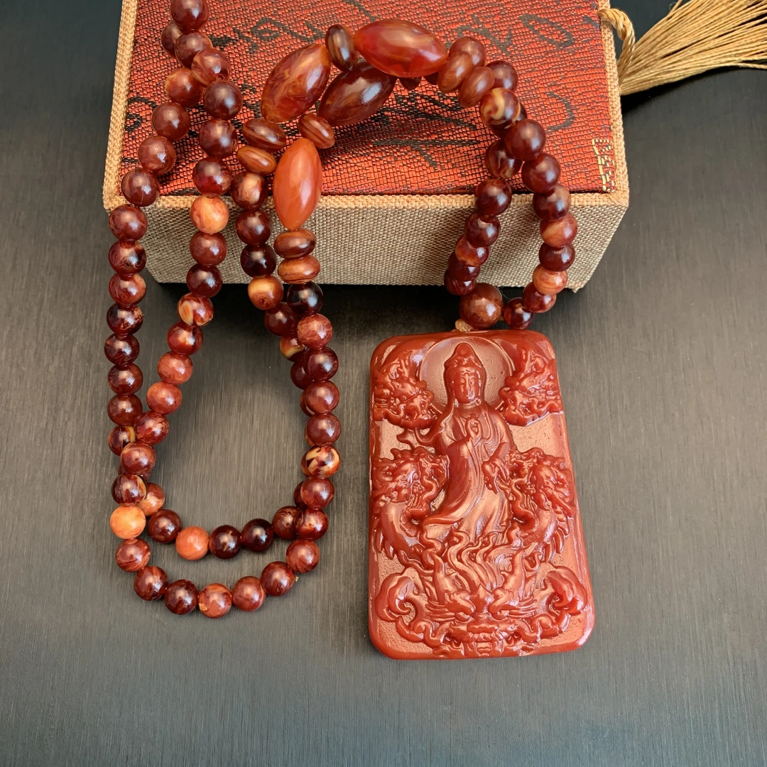 《爆款推荐》龙泉香特色手工艺冰红九龙观音脖挂